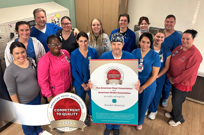 Beaufort Memorial Emergency Department staff celebrates the American Heart Association's Commitment to Quality recognition