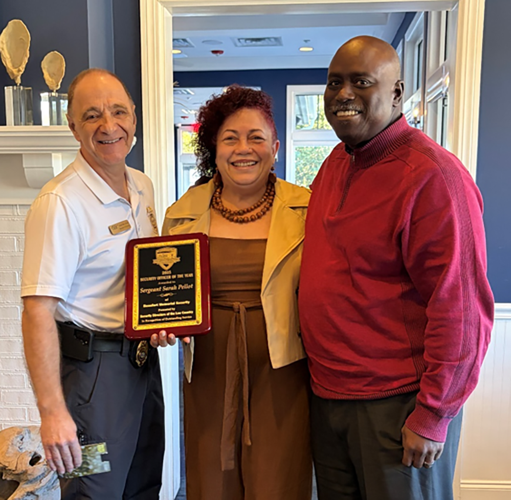 Jim Albano poses for a photo with Beaufort Memorial security's Sergeant Sarah Pellot and Doug Rhodin, head of security at Beaufort Memorial.