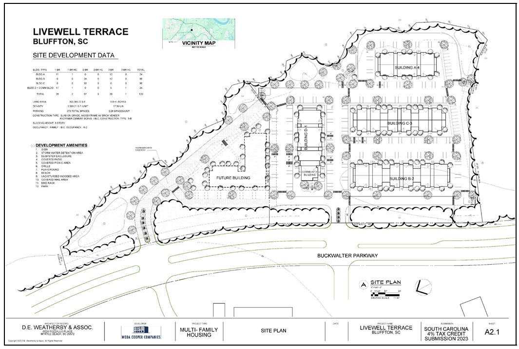 Initial site plan for Livewell Terrace Apartments by BMH