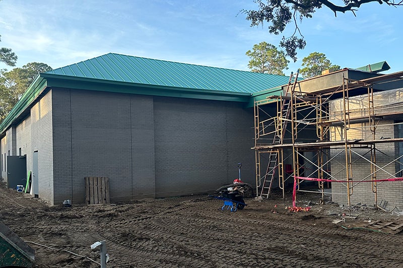 Rear side of the future Emergency and Urgent Care - Hilton Head Island still under construction as of August 2026.