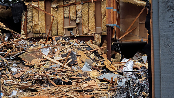 Image shows a rubble pile from the old Goodwill building on Hilton Head Island during the demolition phase of construction on the new Beaufort Memorial Emergency and Urgent Care Hilton Head Island