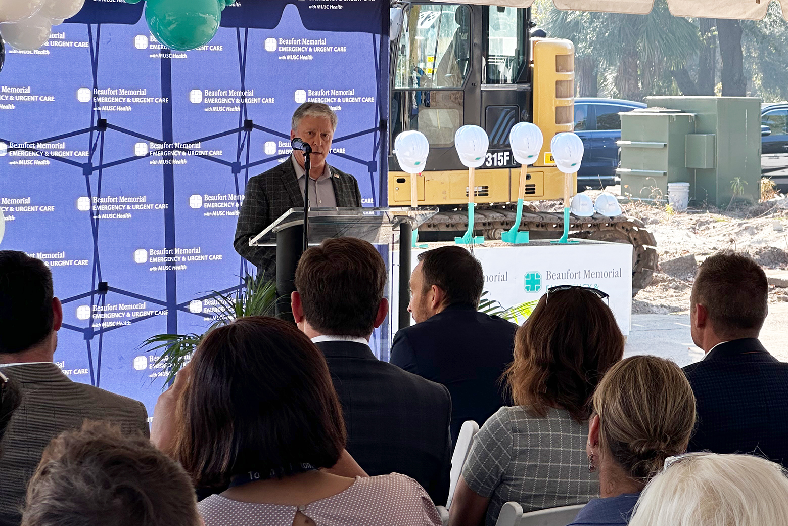 Tom Reitz, Beaufort County Councilman for District 11, speaks at the Beaufort Memorial Emergency & Urgent Care groundbreaking ceremony on November 20, 2025
