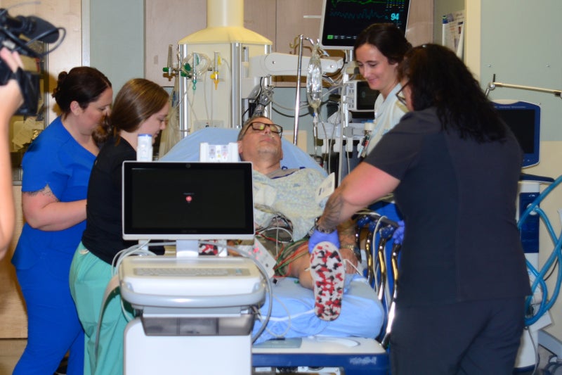 Beaufort Memorial Emergency Department staff members practice response to a patient experiencing a STEMI.