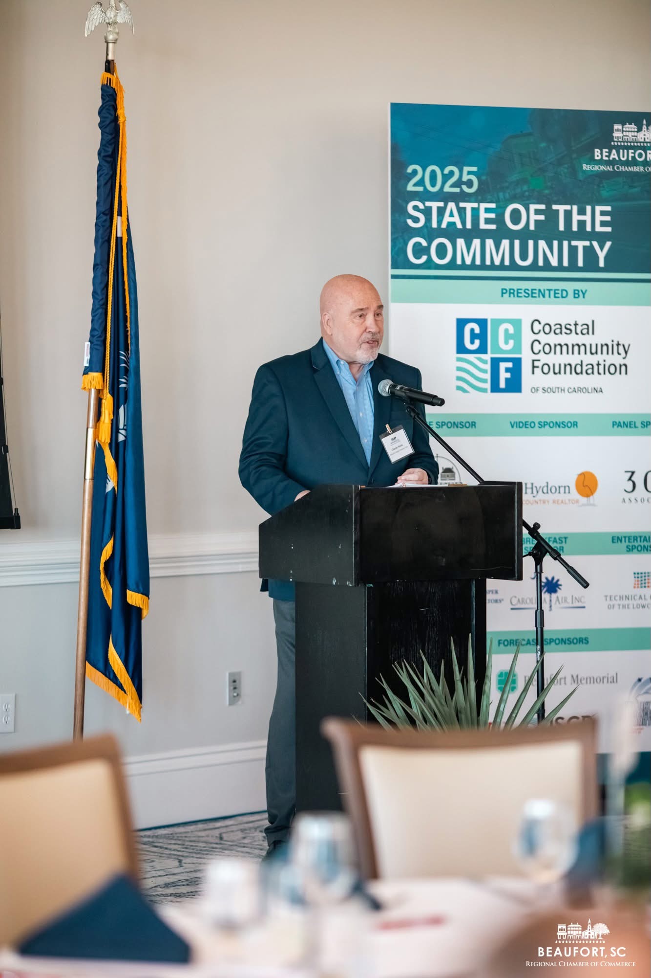 Claude Hicks speaks at the Beaufort Regional Chamber of Commerce's 2025 State of the Community
