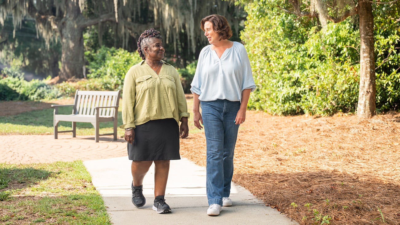 Hip replacement patient back to walking her dog pain free