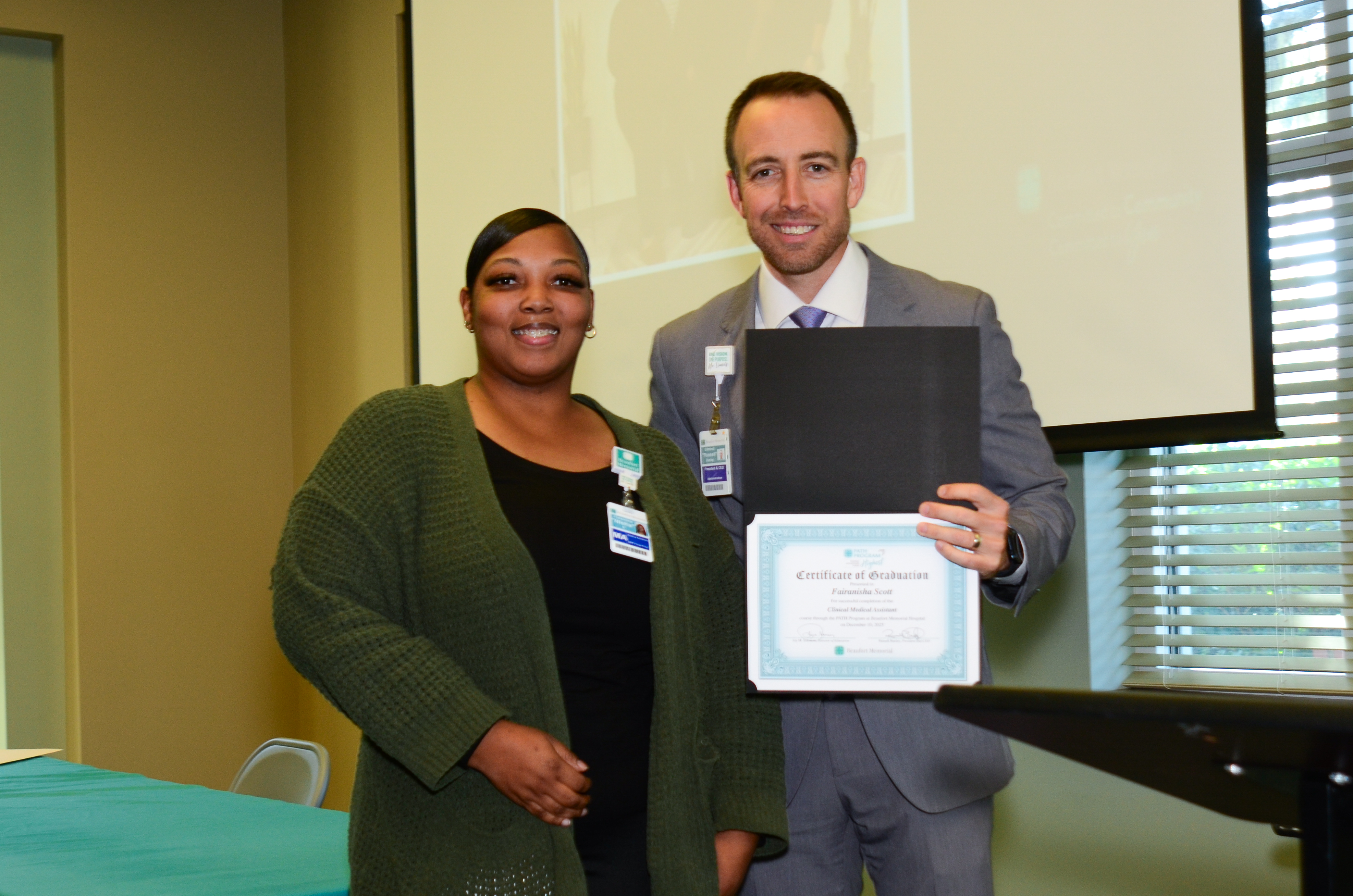 Fairnaisha Scott, CMA and Russell Baxley, President and CEO of Beaufort Memorial