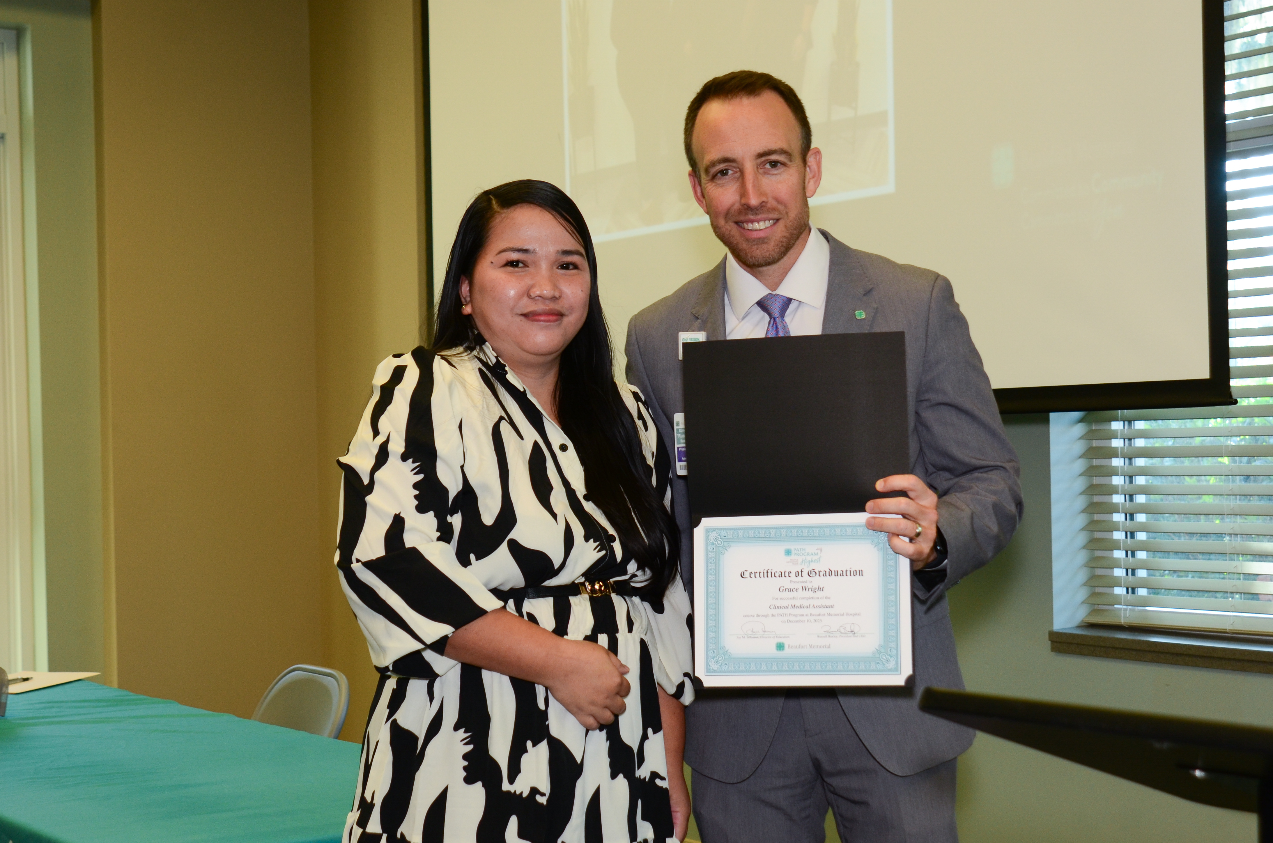Grace Wright, CMA and Russell Baxley, President and CEO of Beaufort Memorial
