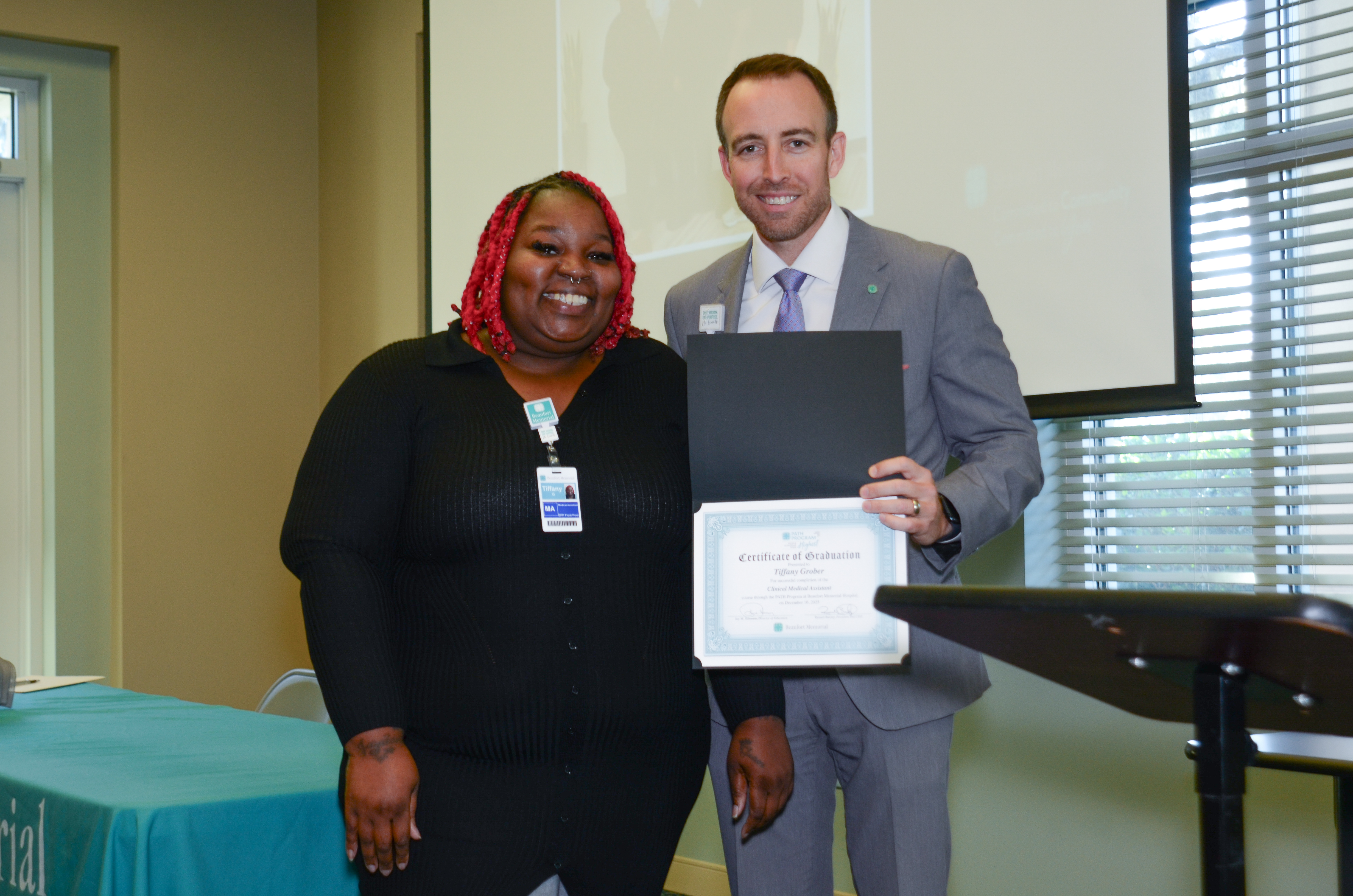 Tiffany Grober, CMA and Russell Baxley, President and CEO of Beaufort Memorial