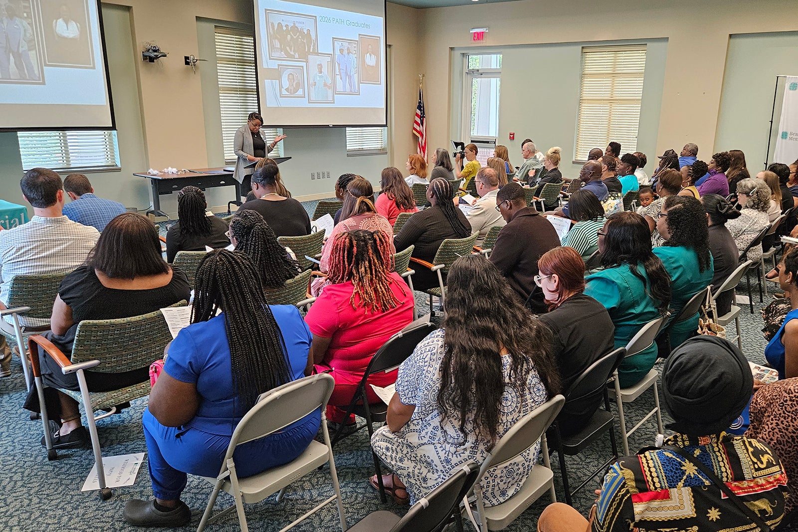 Beaufort Memorial PATH Cohort 12 graduates, new signees and their friends and families listen to a speaker at a graduation ceremony on April 22, 2026.
