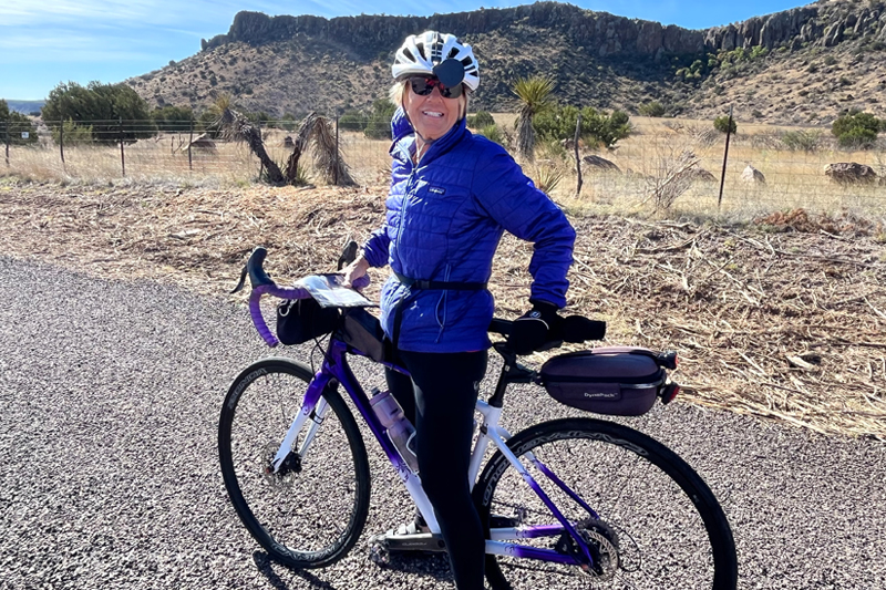 Cheryl Ruff on a cross country bicycle trip