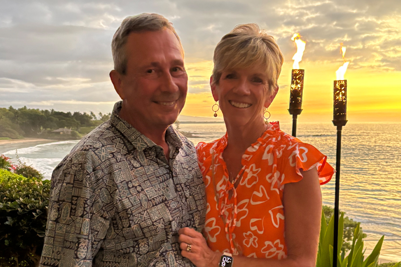 Greg and Marj Shymske in a tropical setting