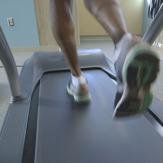 running on a treadmill