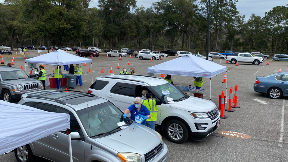 mass vaccination event at Beaufort High School stadium
