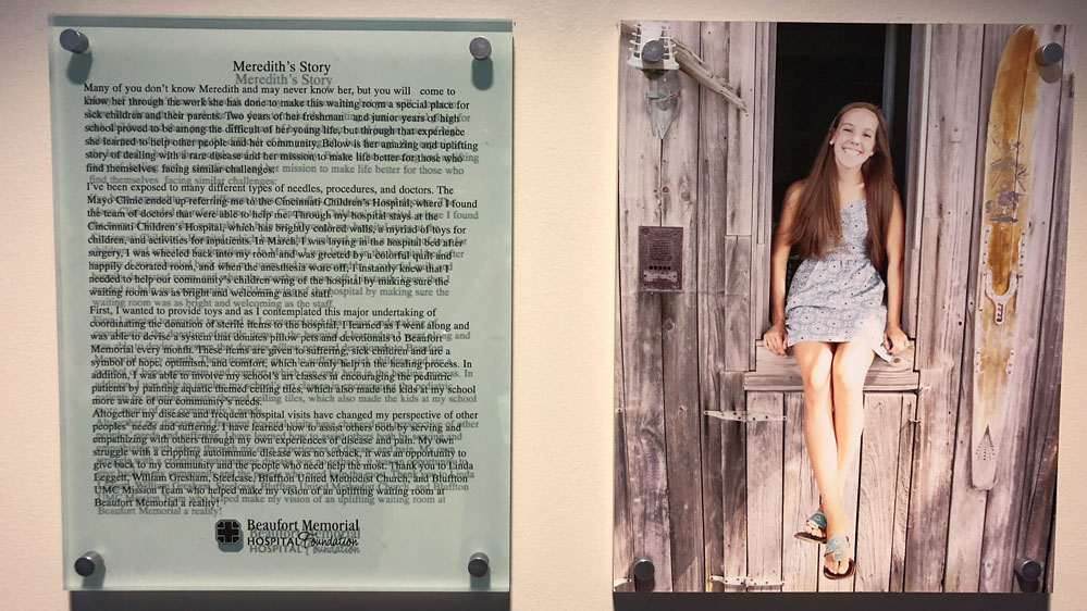 Meredith's story and photo displayed in the waiting room