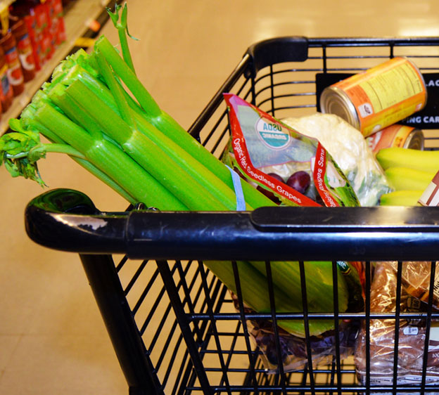Grocery cart with healthy food