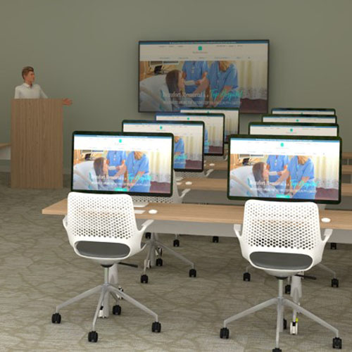 A rendering of the education center classroom