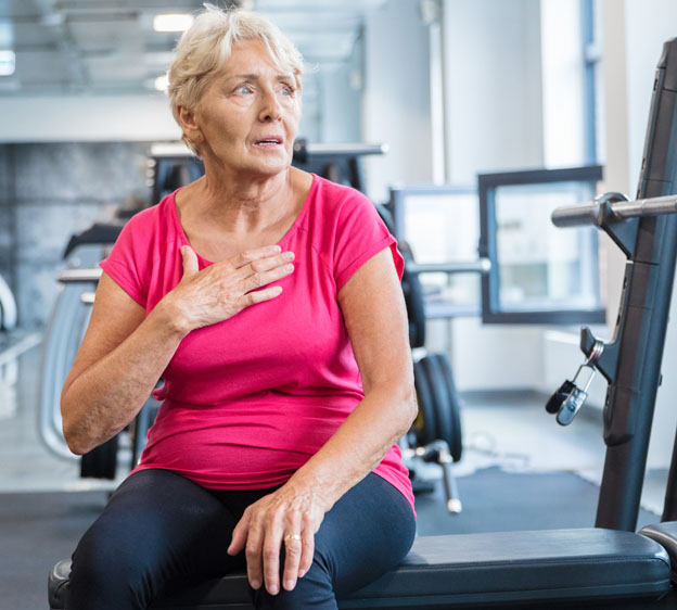 woman experiencing shortness of breath after exercise