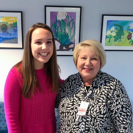 Meredith Inglis and Marla Slock, RN, director of pediatrics