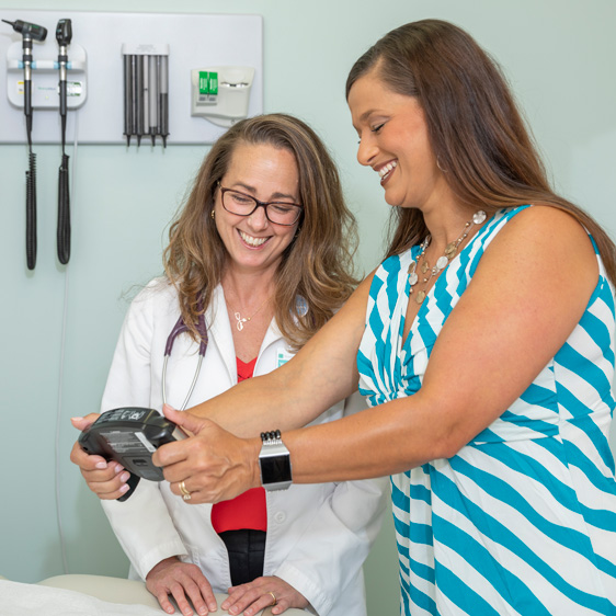 Becky Salazar with Dr. Yvette-Marie Pellegrino from Beaufort Memorial Health Weight