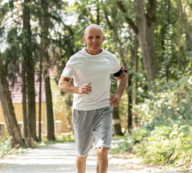 Older adults walking for exercise outdoors