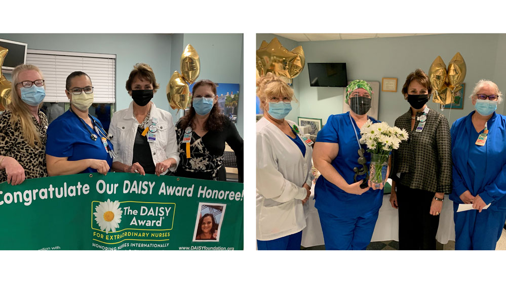Nursing leaders present the DAISY Award to two RN Honorees