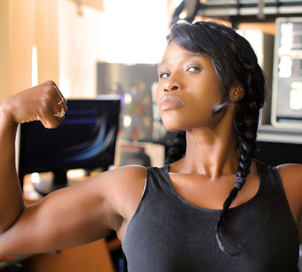 woman showing her muscles