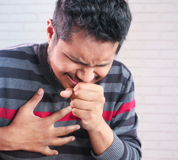 Young man choking