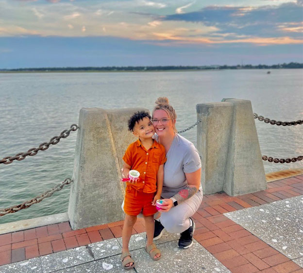 Chayanne Celiant poses with son at Waterfront Park