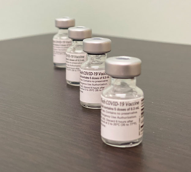 Vials of vaccine on a table