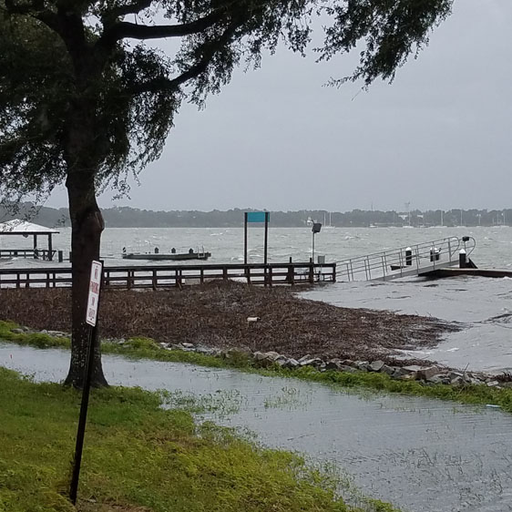 hurricane pushing water levels up in the Beaufort River