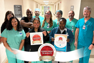 Beaufort Memorial staff members stand for a photo celebrating the American Heart Association's Commitment to Quality recognition