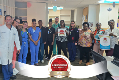 Beaufort Memorial Heart Specialists physicians and staff members stand for a photo celebrating the American Heart Association's Commitment to Quality recognition