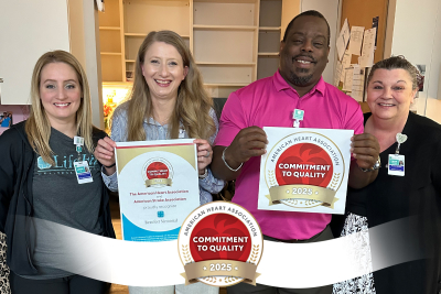 Beaufort Memorial staff stand for a photo celebrating the American Heart Association's Commitment to Quality recognition