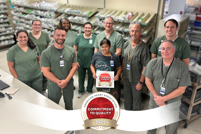 Beaufort Memorial Pharmacy Department staff members stand for a photo celebrating the American Heart Association's Commitment to Quality recognition